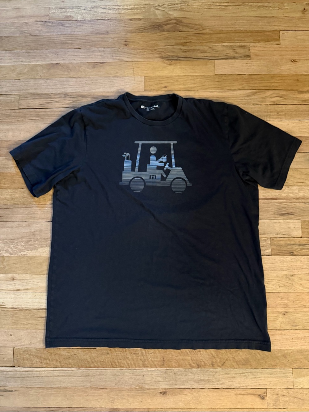 Travis Mathew Black Short Sleeve Tee with Gray Golf Cart Graphic